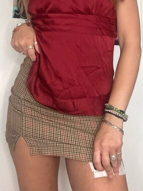 Brandy Melville Checkered Mini Skirt - Red and Black